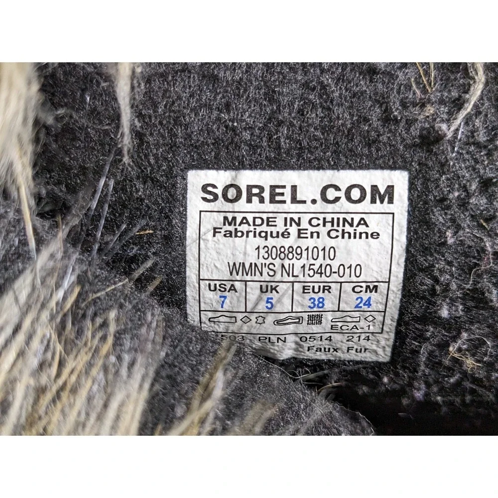 Sorel Womens Joan Of Arctic Fur Waterproof Snow Black Boots NL1540-010 Size 7 - Picture 10 of 10